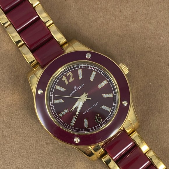 Vintage Anne Klein AK Watch Gold & Maroon Bracelet main image 8